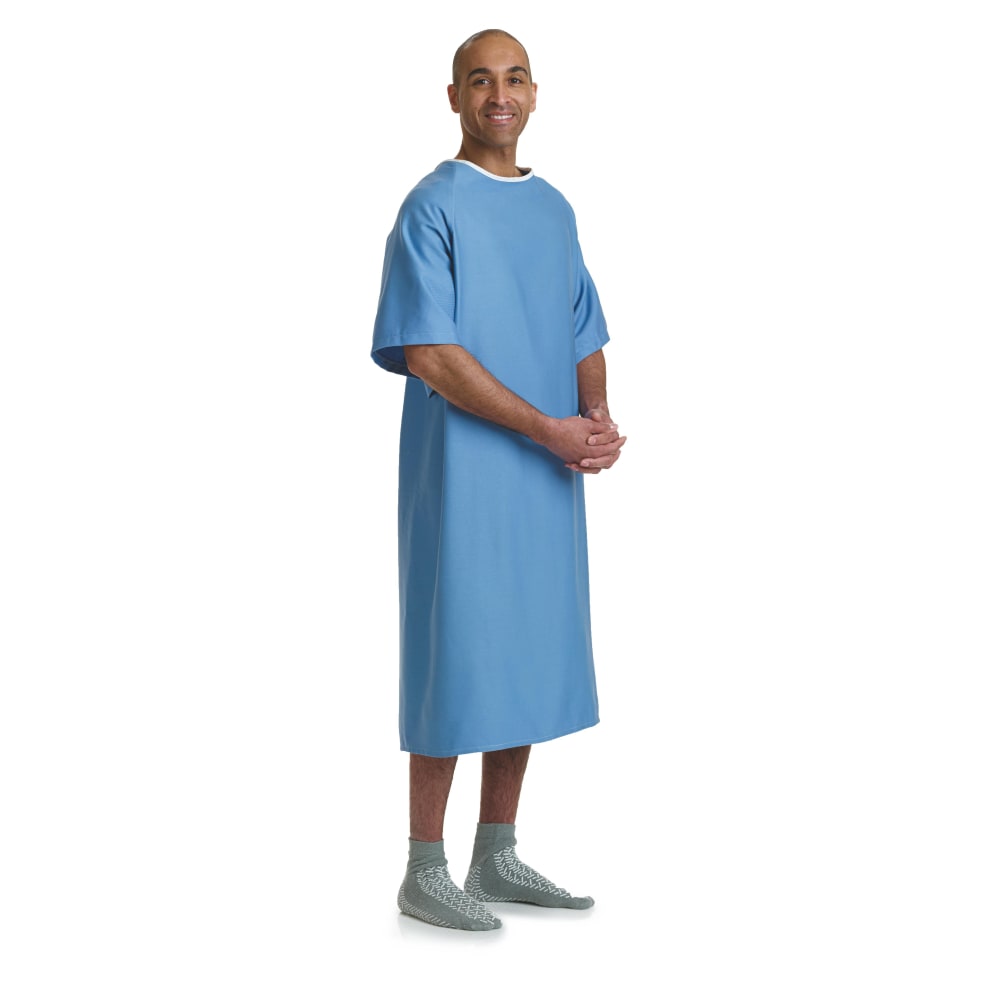 Medline Hyperbaric Patient Gowns, 63", Blue, Pack Of