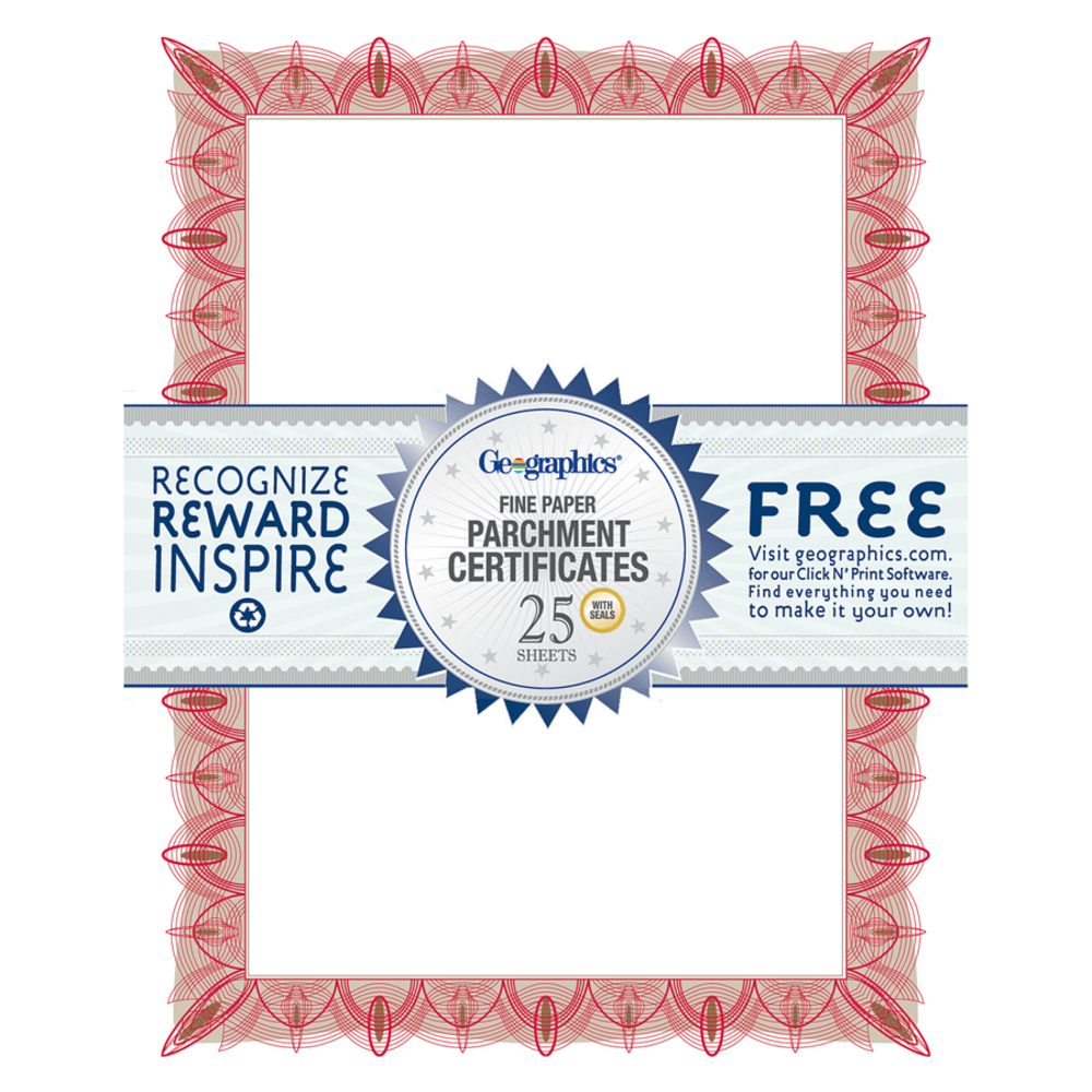 Geographics Parchment Certificates, 8-1/2" x 11",