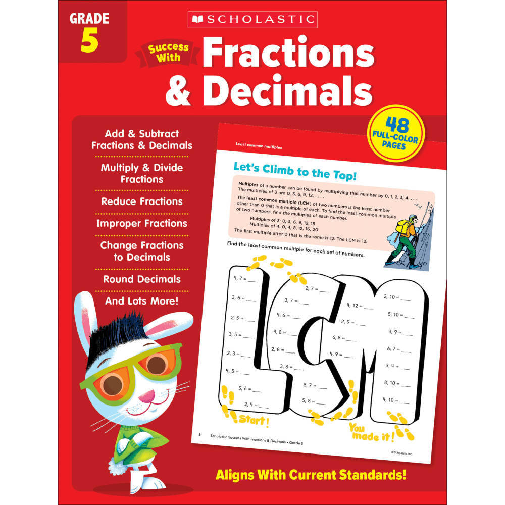 Scholastic Success With Fractions & Decimals Workbook, Grade