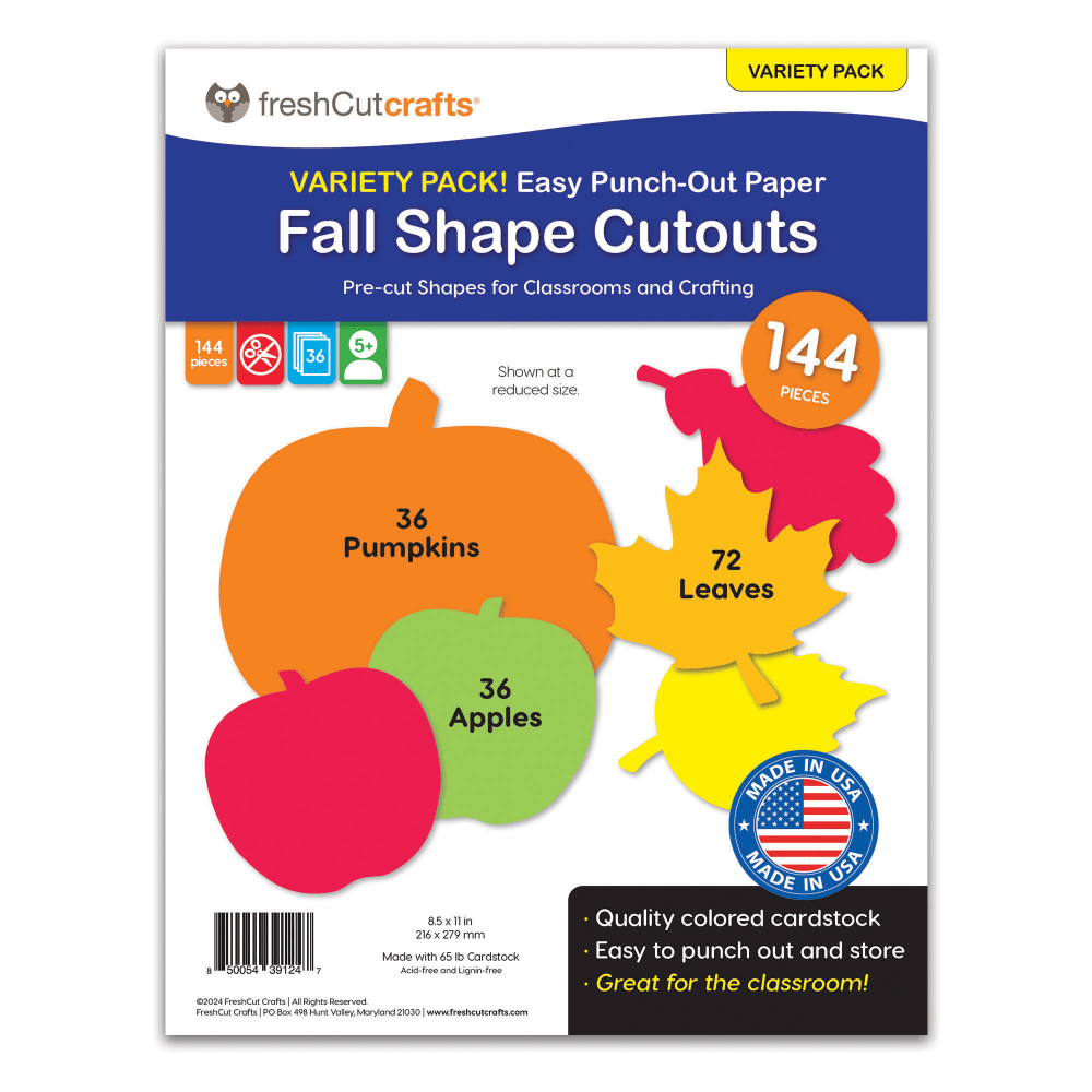 FreshCut Crafts Punch Out Paper Cutouts, Fall Shapes,