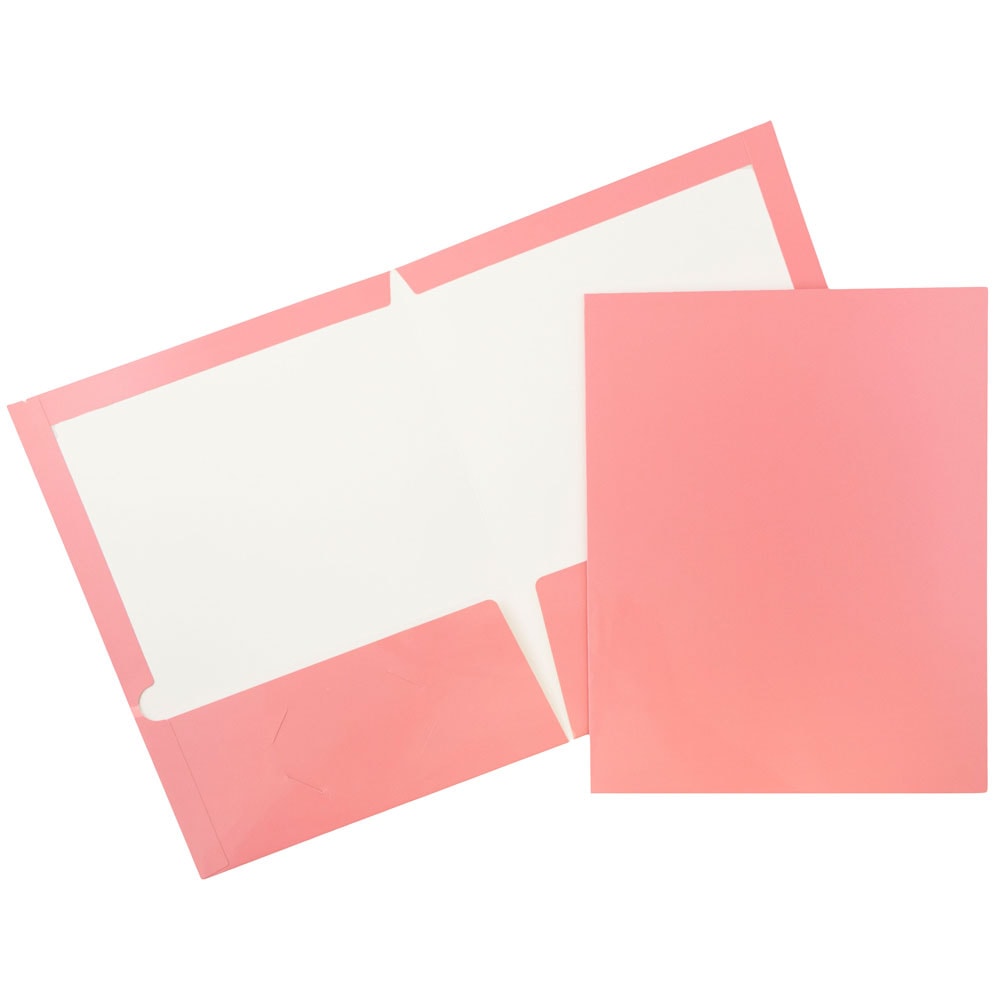 JAM Paper® Glossy 2-Pocket Presentation Folders, Baby Pink,