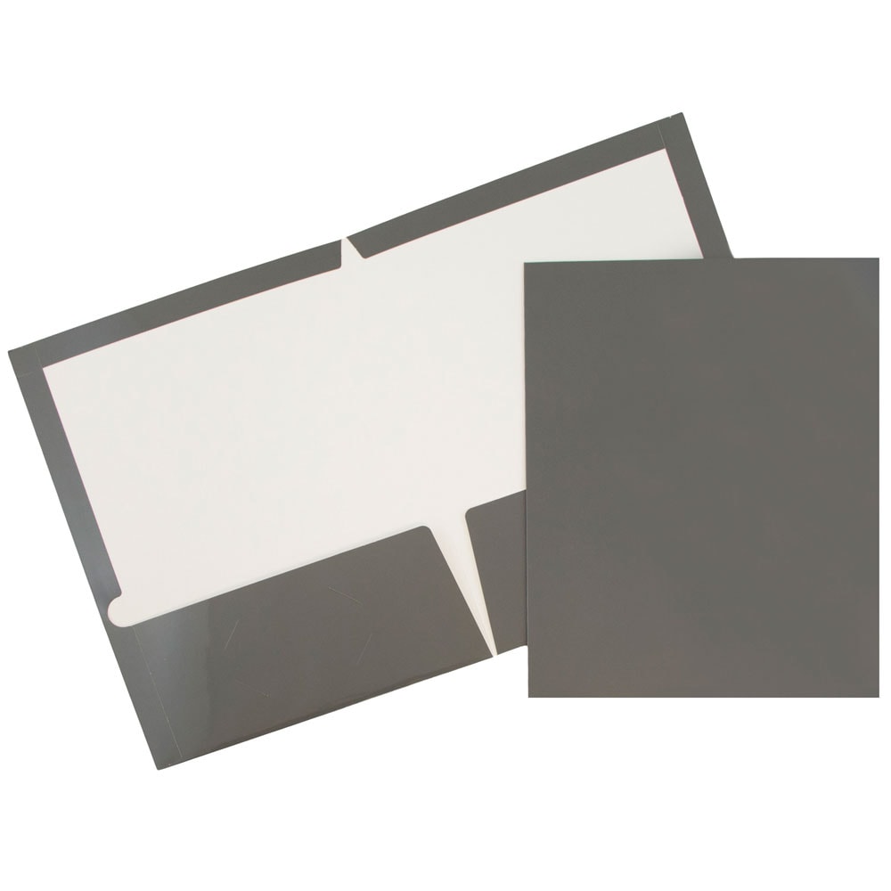 JAM Paper® Glossy 2-Pocket Presentation Folders, Gray, Pack