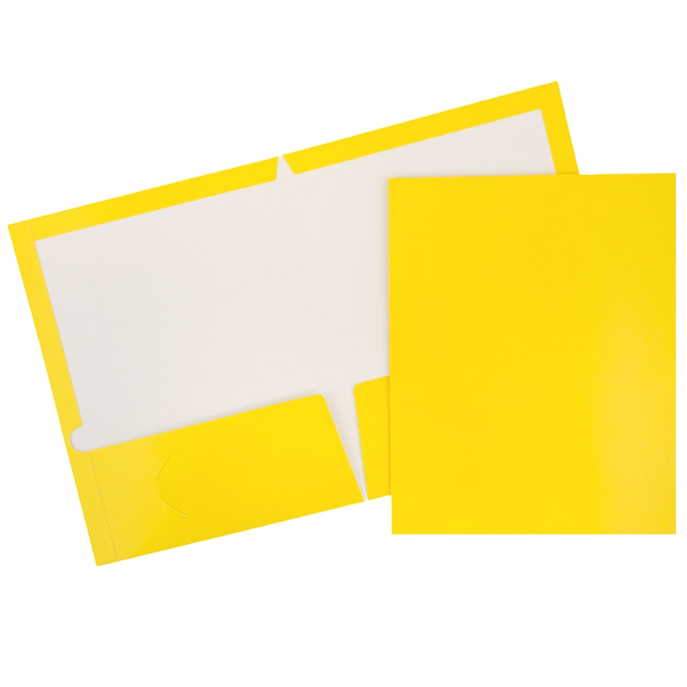 JAM Paper® Glossy 2-Pocket Presentation Folders, Yellow, Pack