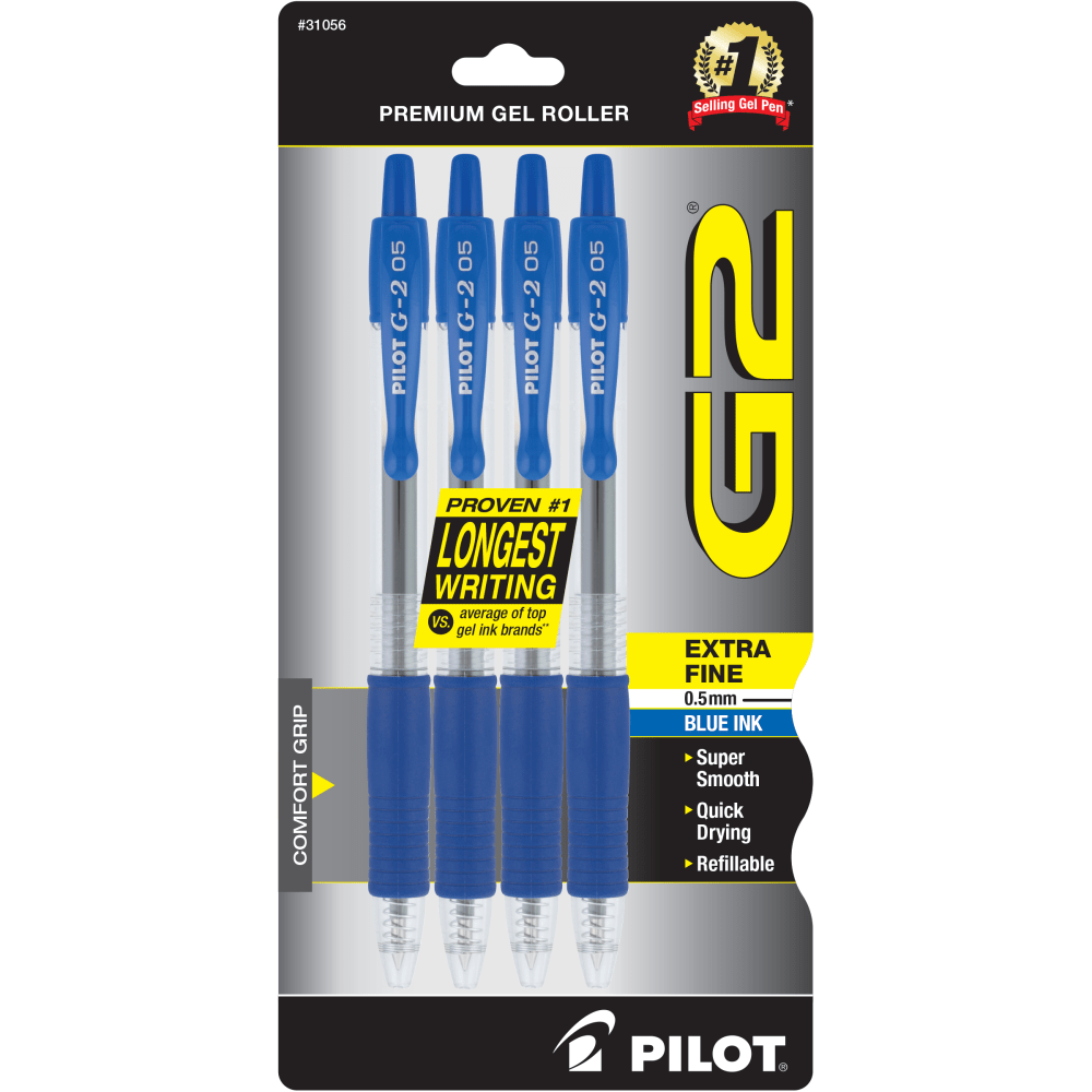 Pilot G2 Retractable Gel Pens, Extra Fine Point,