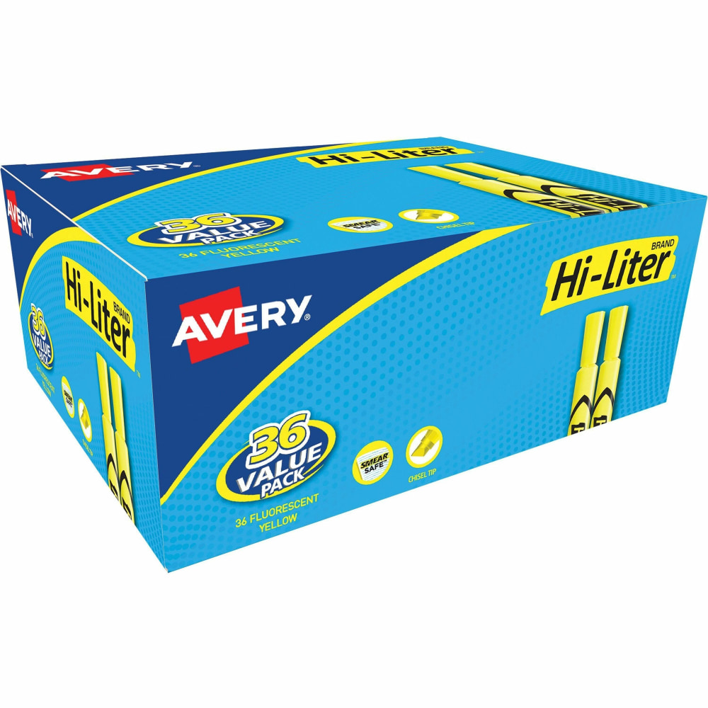 Avery® Hi-Liter Desk Style Highlighters, Chisel Point,
