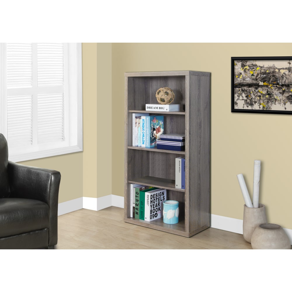 Monarch Specialties 48"H 3-Shelf Adjustable Bookcase, Dark