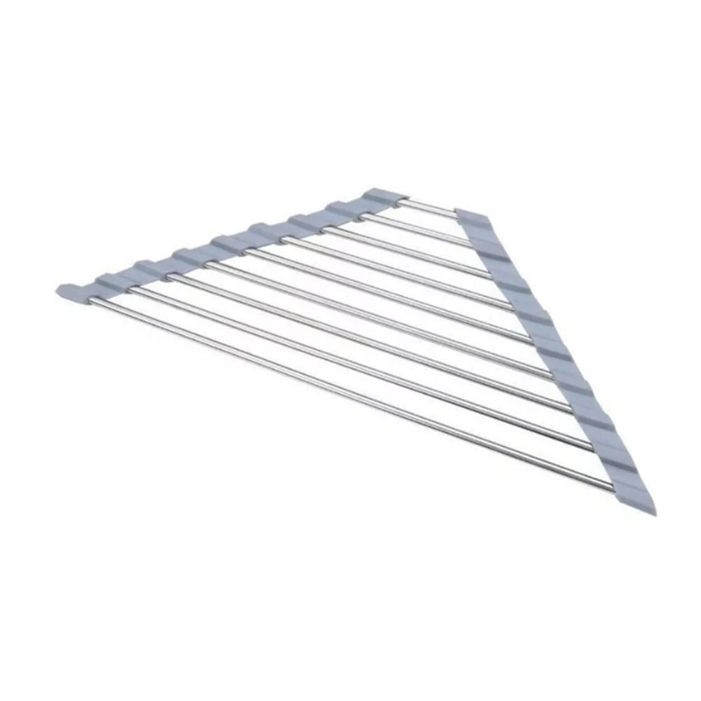 Better Houseware Non-slip Roll-up Corner Sink Shelf, Stainless