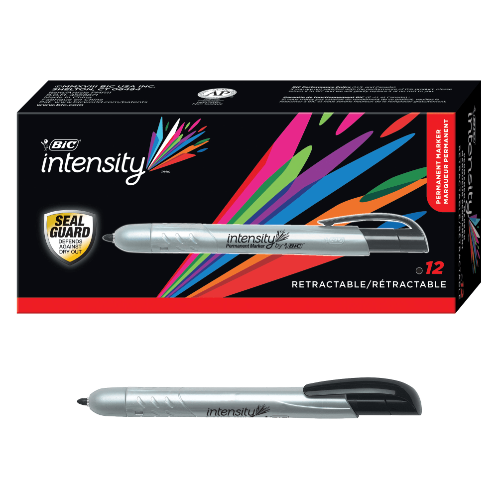 BIC Intensity Retractable Permanent Markers, Fine Point, Black,