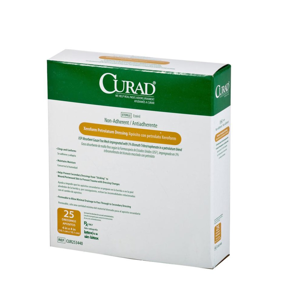 CURAD® Sterile Xeroform Gauze, 4" x 4", White,