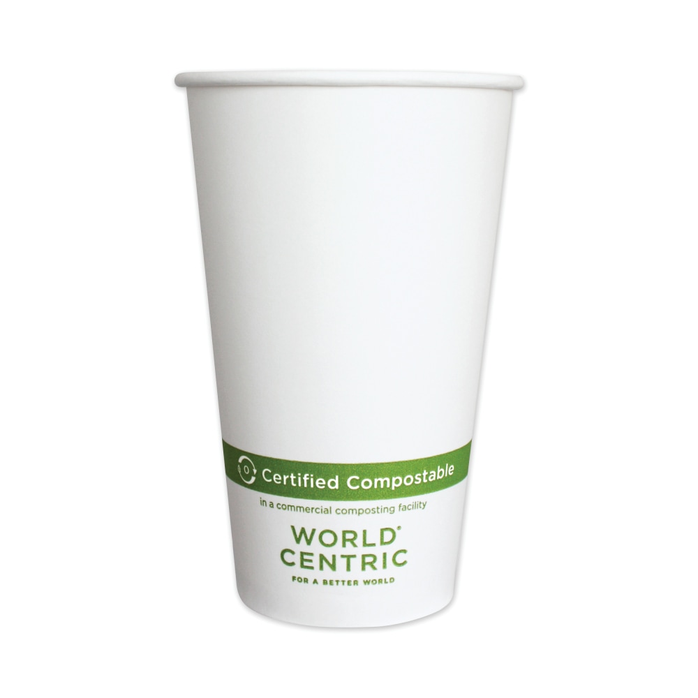 World Centric® Paper Hot Cups, 16 Oz, White,