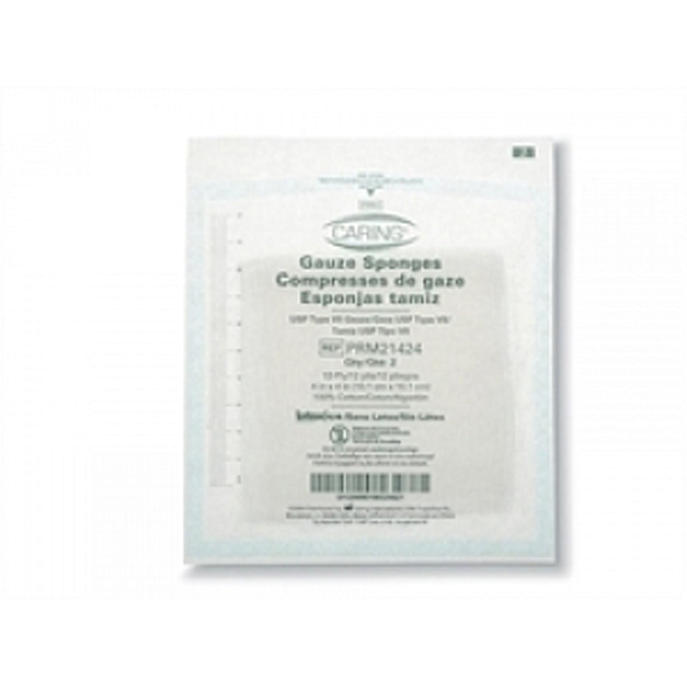 Medline Caring Sterile Woven Gauze Sponges, 12-Ply, 4"