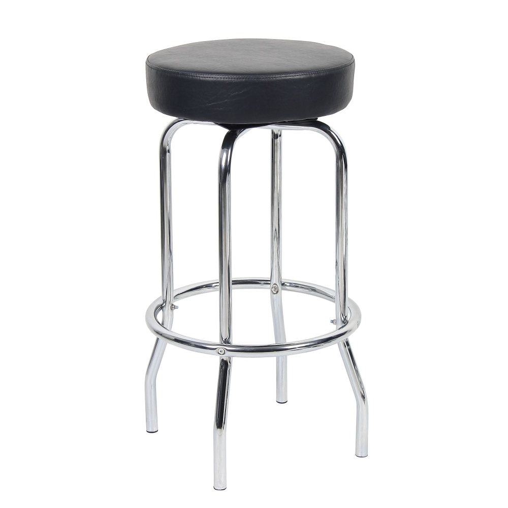 Boss Office Products Stool With Foot Ring, Black/Chrome