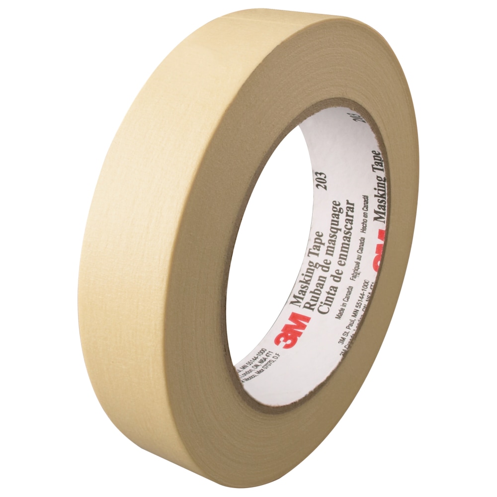 3M™ 203 Masking Tape, 3" Core, 1" x