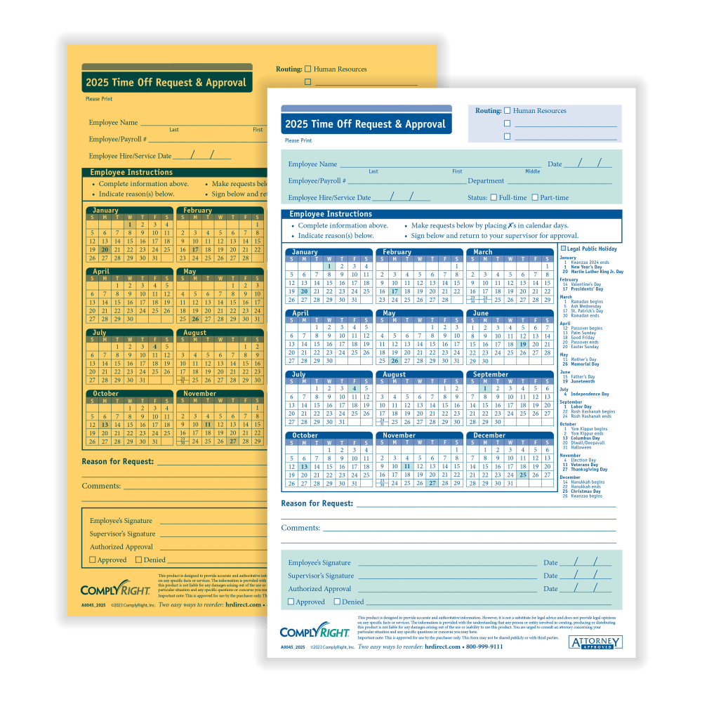 ComplyRight® 2025 Time Off Request And Approval Forms,