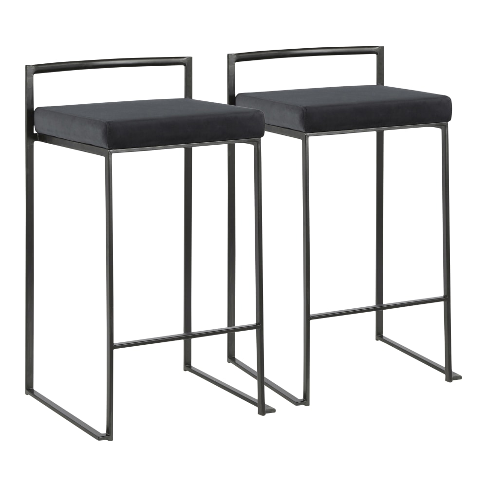 LumiSource Fuji Contemporary Counter Stools, Black, Set Of
