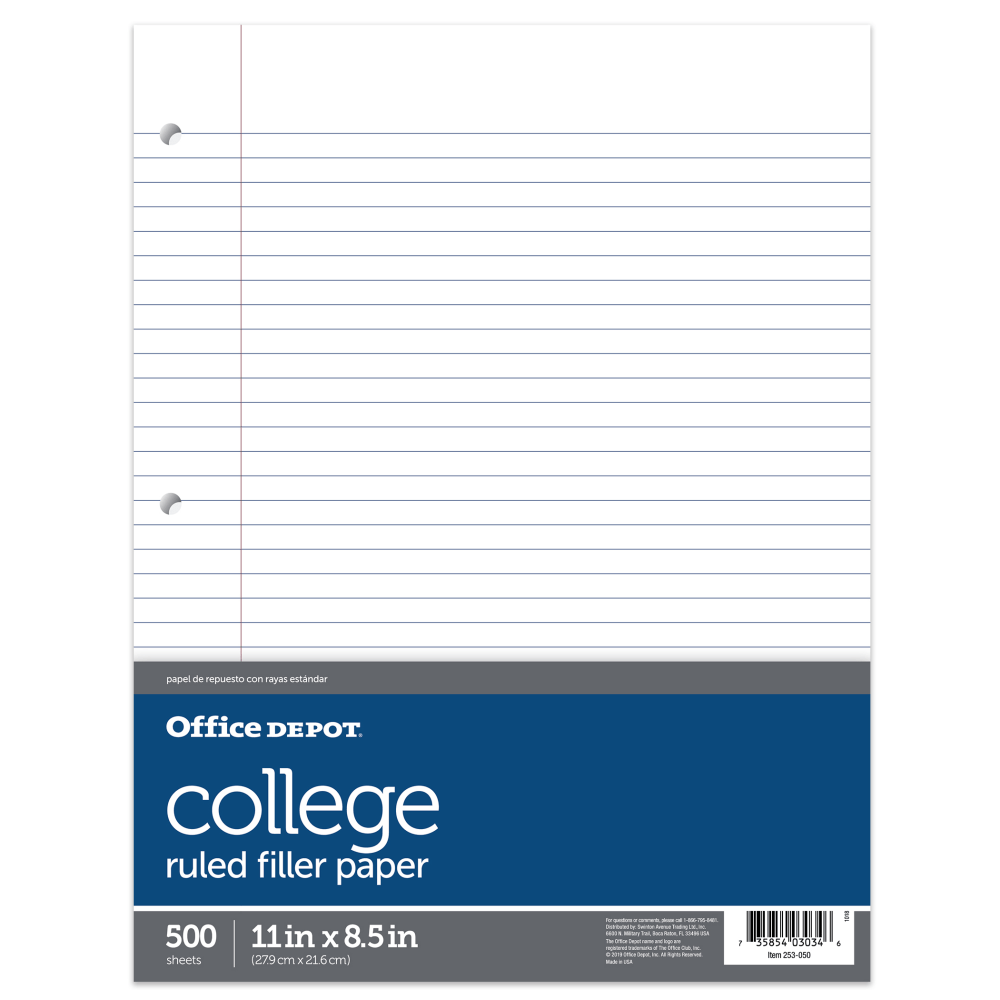 Office Depot® Brand Ruled Filler Paper, 8 1/2"