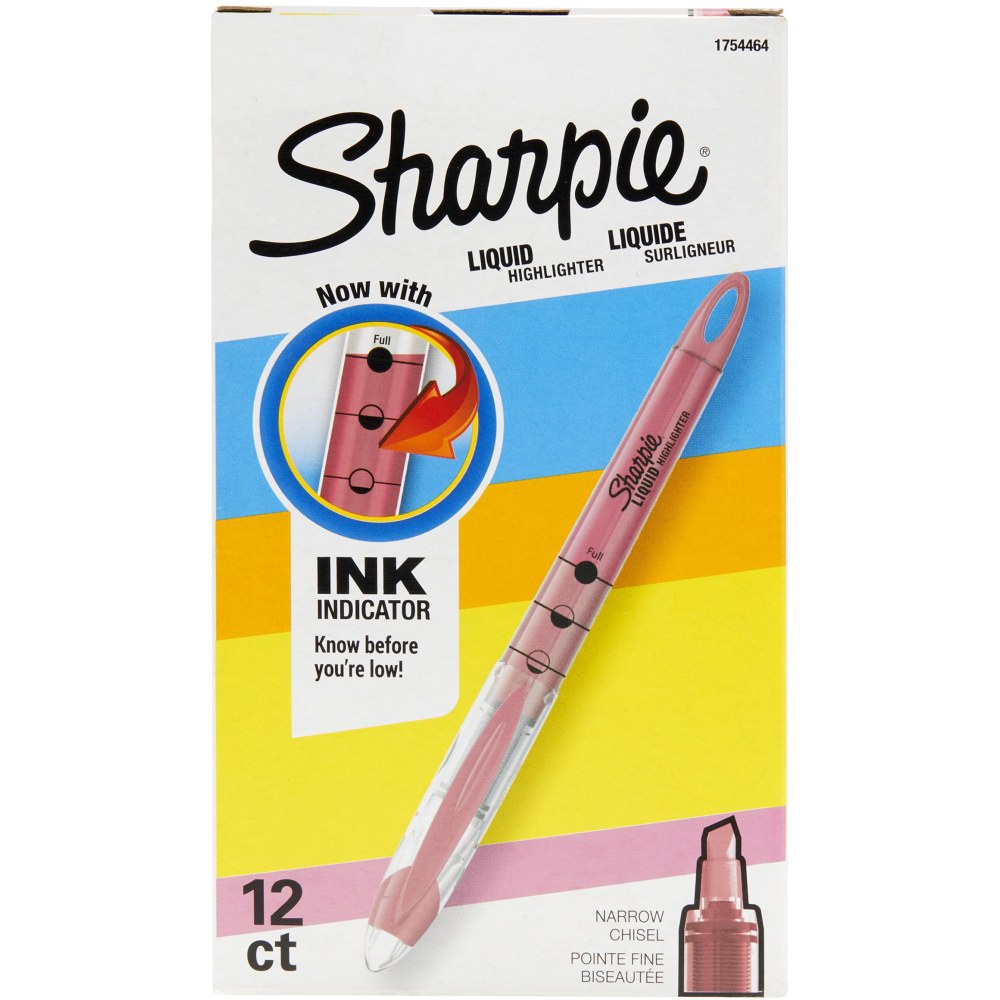 Sharpie® Liquid Highlighters, Chisel Tip, Fluorescent Pink, Box
