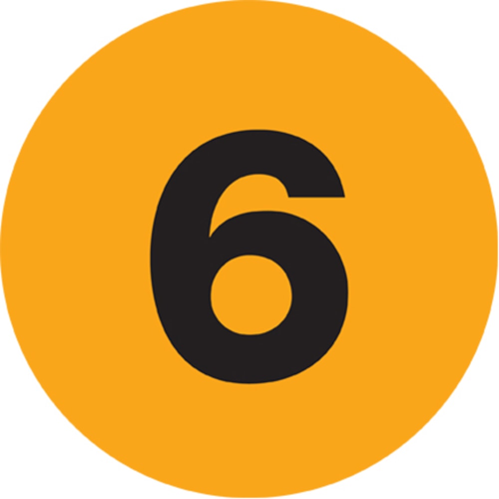 Tape Logic® Fluorescent Orange - "6" Number Labels