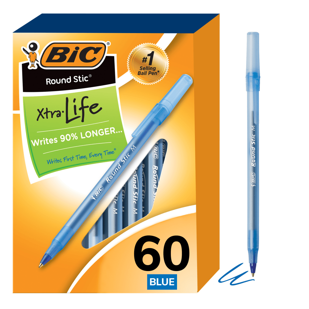 BIC Round Stic Ballpoint Pens, Medium Point, 1.0