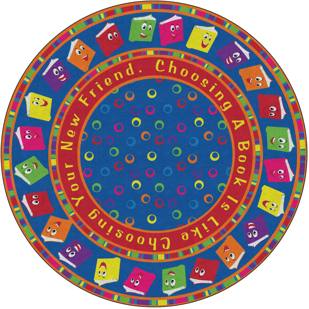 Flagship Carpets Circle Time Books Rug, Round, 12&#x27;,