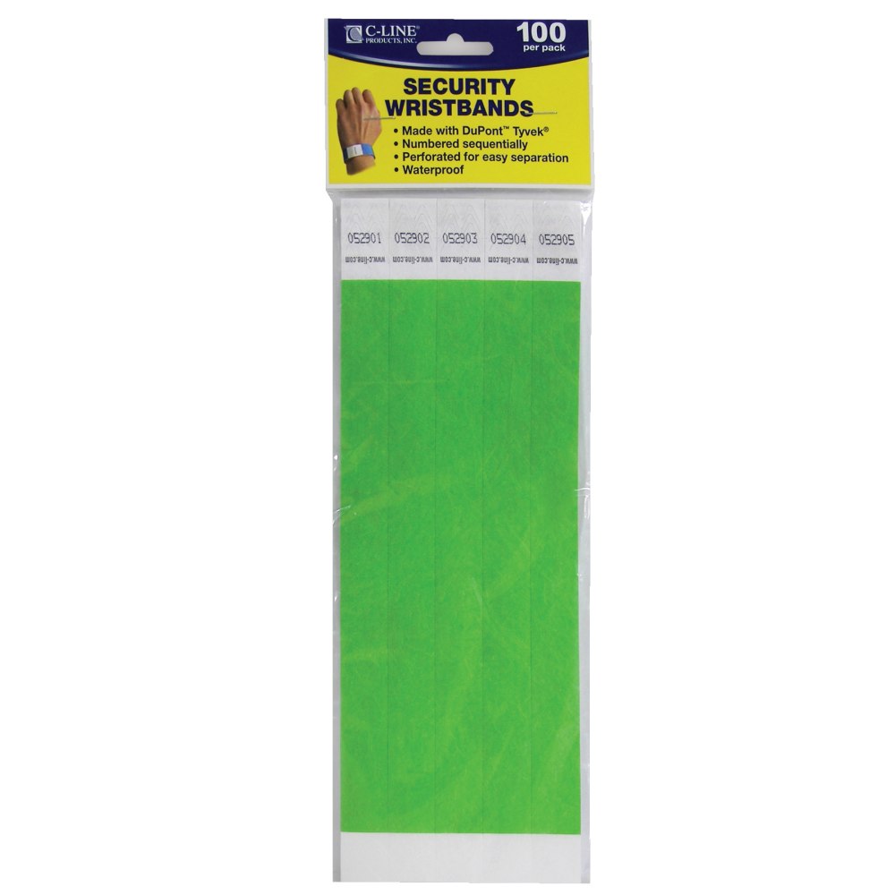 C-Line® DuPont™ Tyvek® Security Wristbands, 3/4" x 10",