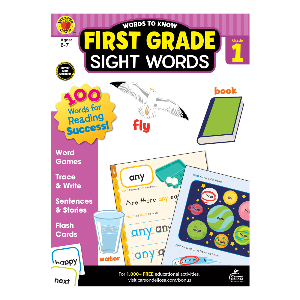 Brighter Child Words To Know Workbook, Sight Words,