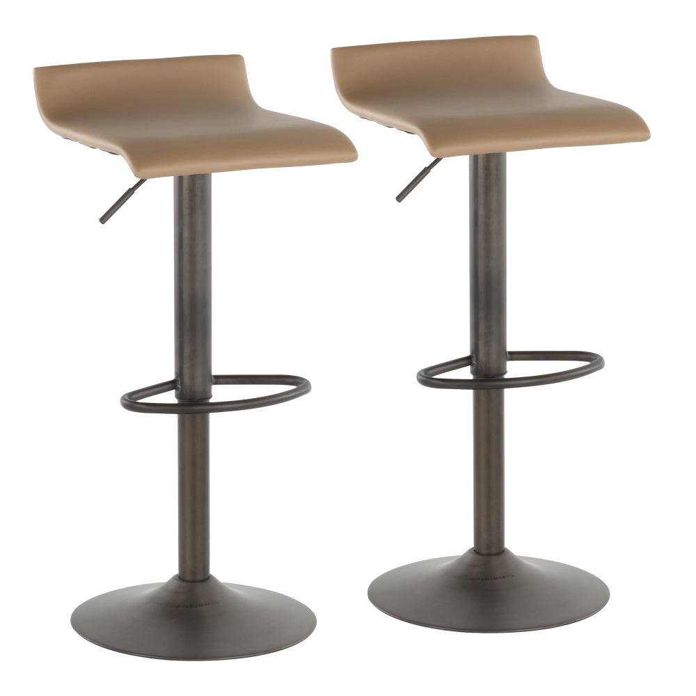 LumiSource Ale Bar Stools, Camel Seat/Antique Frame, Set