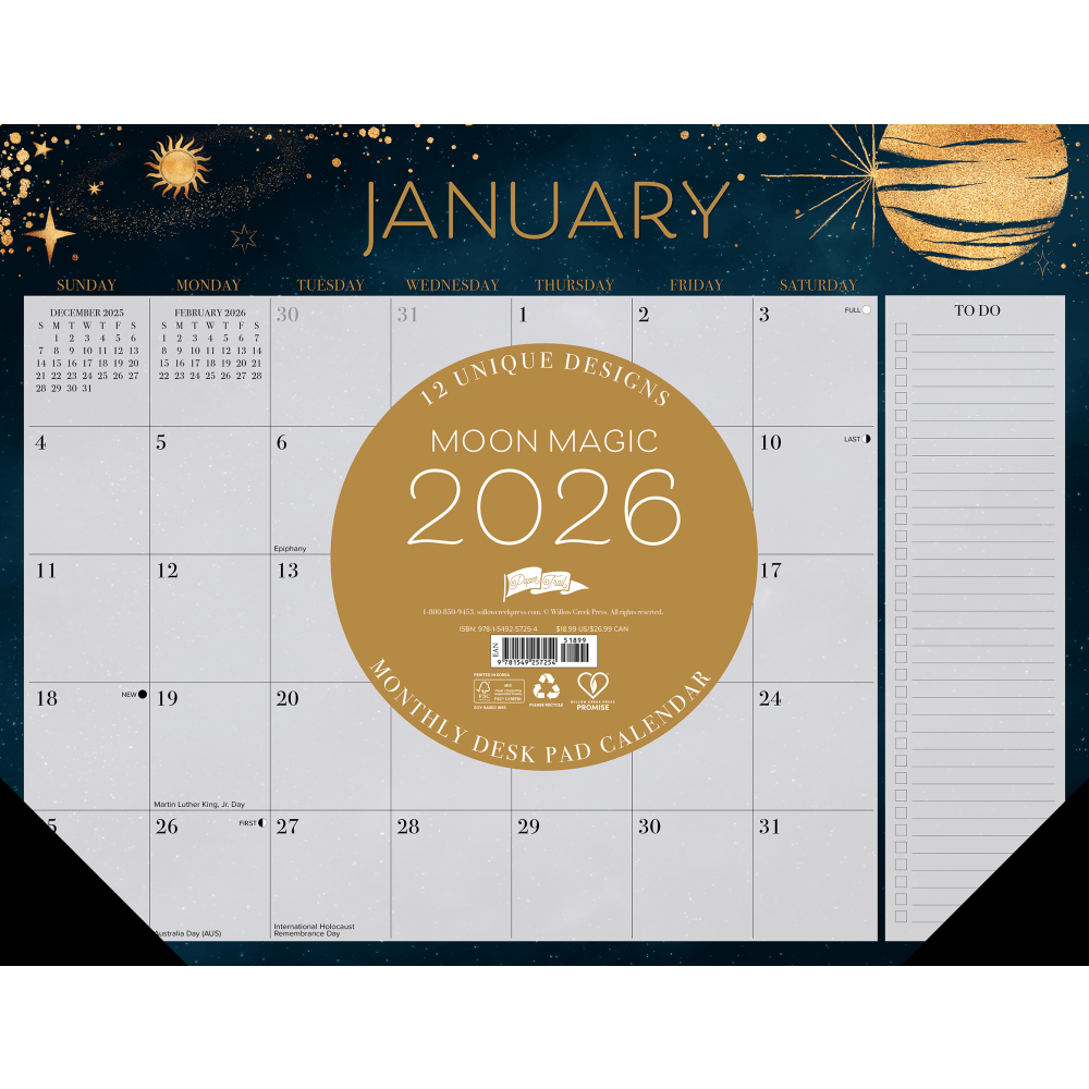2026 Willow Creek Press Desk Pad Calendar, 22"