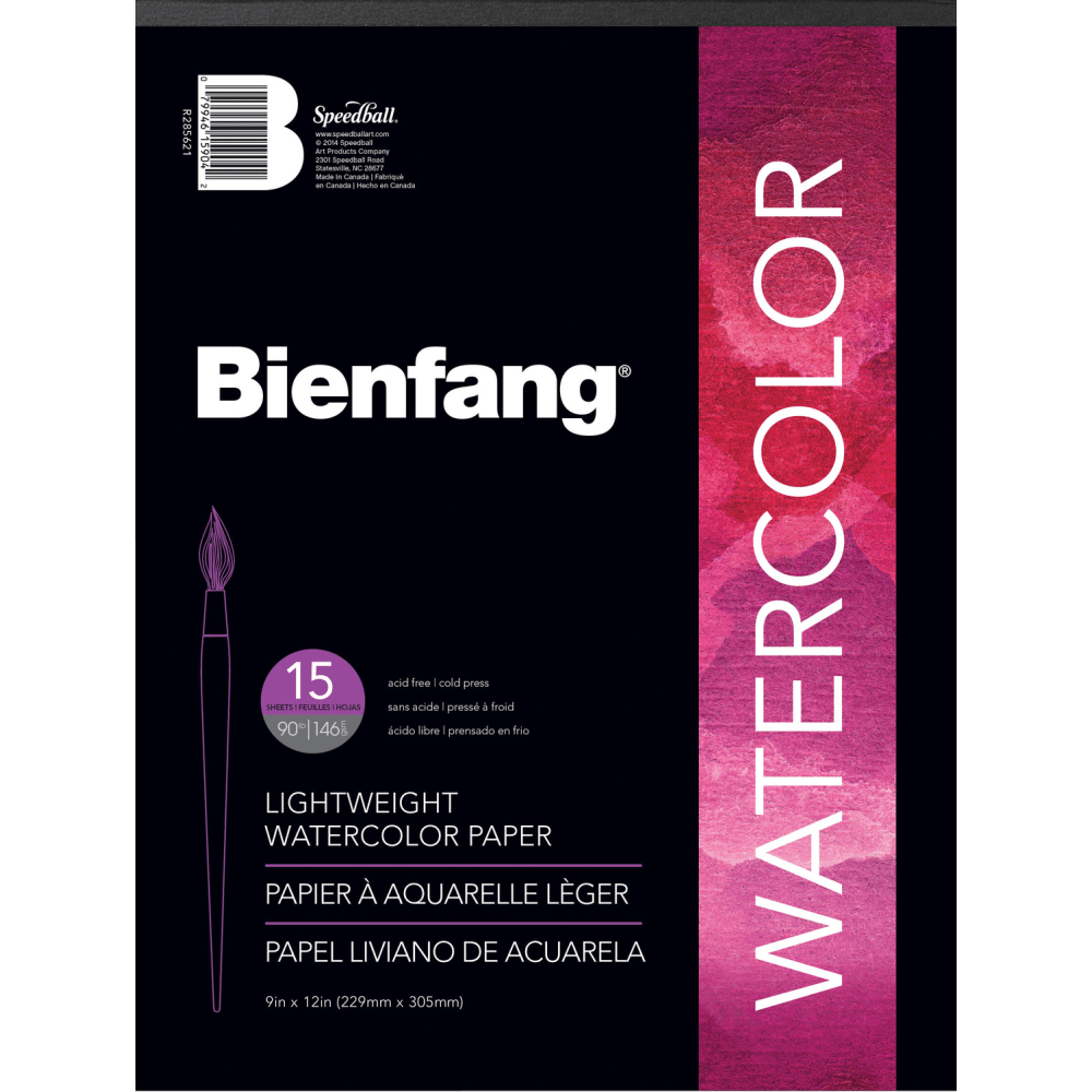 Bienfang Watercolor Pad, 9" x 12", White, Pad