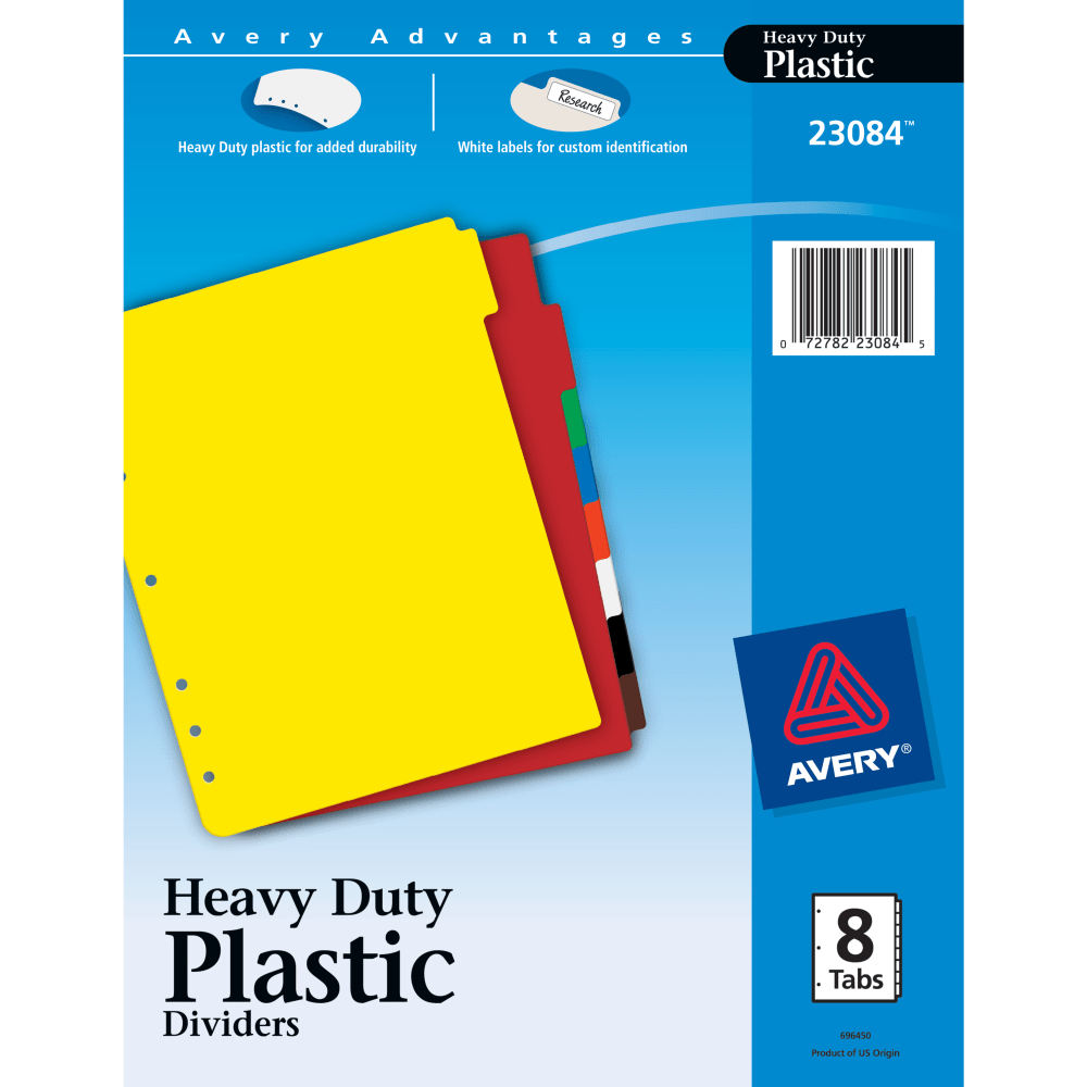 Avery® Heavy-Duty Plastic Dividers, 8-1/2" x 11", 30%