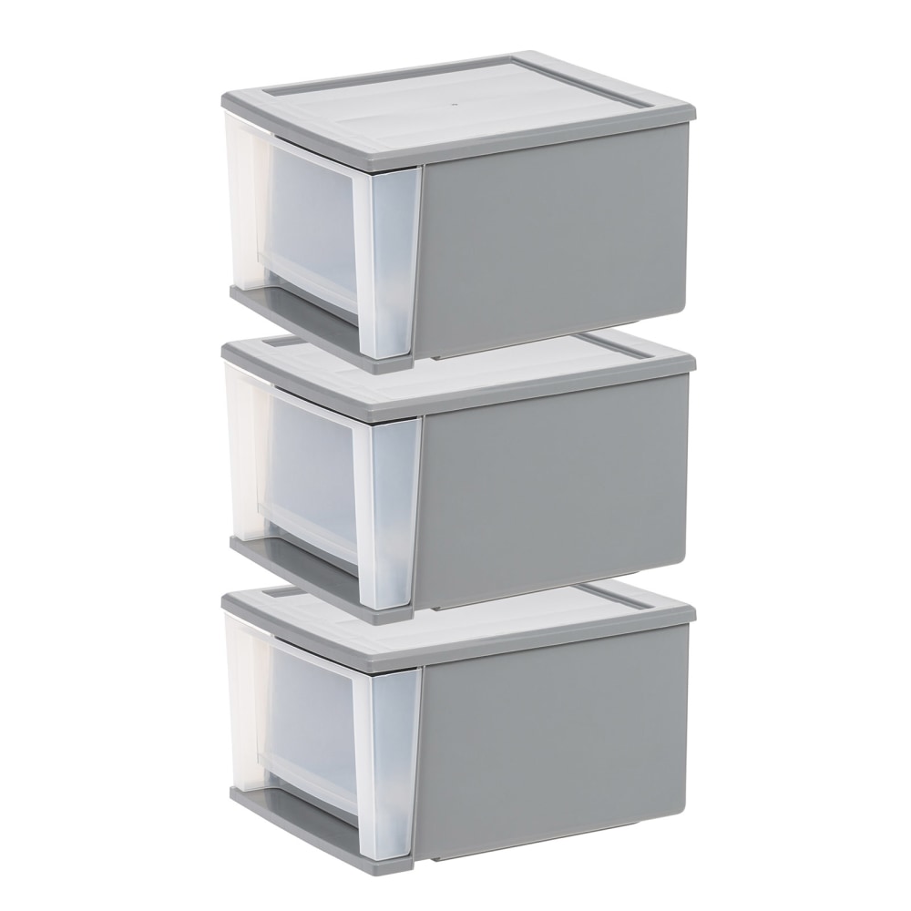 Iris Stacking Drawer, 3 Drawers, 17 Qt, Gray,