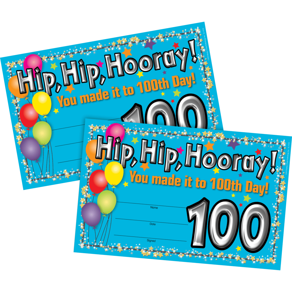 Barker Creeker Awards, 8-1/2" x 5-1/2", 100th Day,