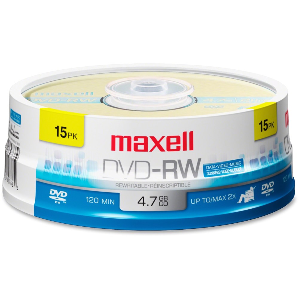 Maxell® DVD-RW Rewritable Media Discs, 4.7GB/120-Minute, Pack Of