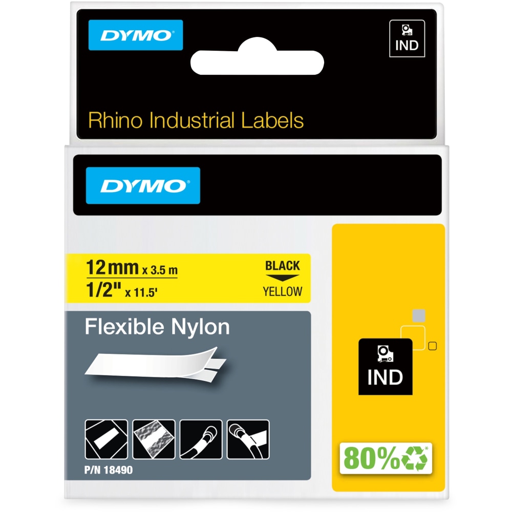 DYMO® Rhino Flexible Nylon Labels, DYM18490, 1/2"W x