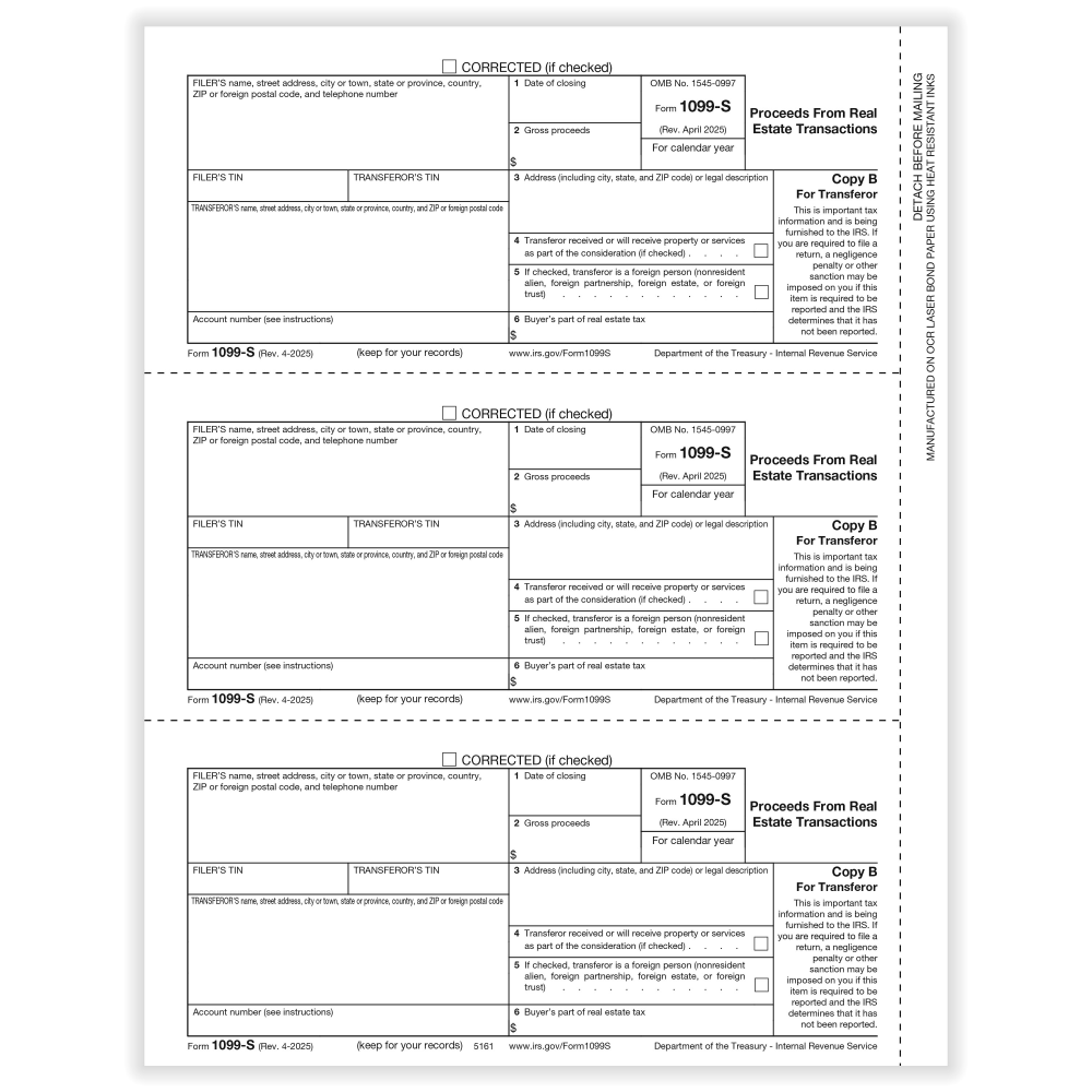 ComplyRight® 1099-S Tax Forms, Transfer or Copy B,