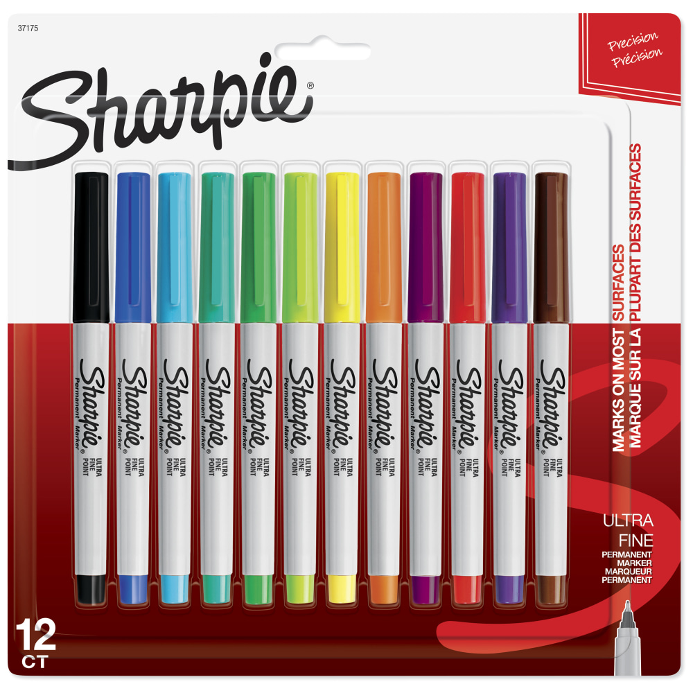 Sharpie® Permanent Ultra-Fine Point Markers, Assorted Colors,