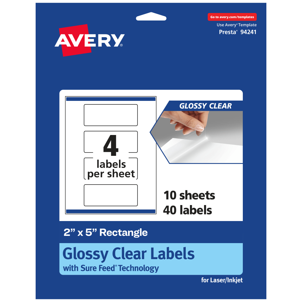 Avery® Glossy Permanent Labels With Sure Feed®, 94241-CGF10,