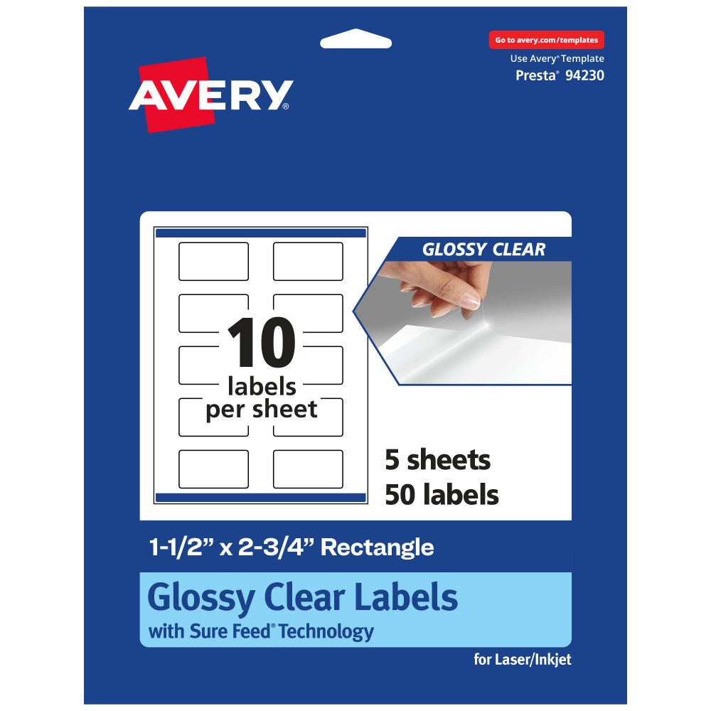Avery® Glossy Permanent Labels With Sure Feed®, 94230-CGF5,
