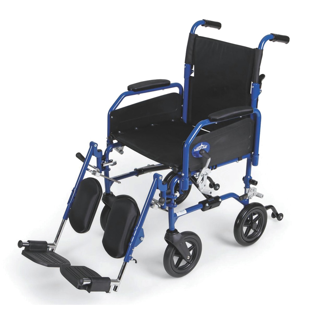 Medline Hybrid 2 Transport Wheelchair, Elevating, 18" Seat,