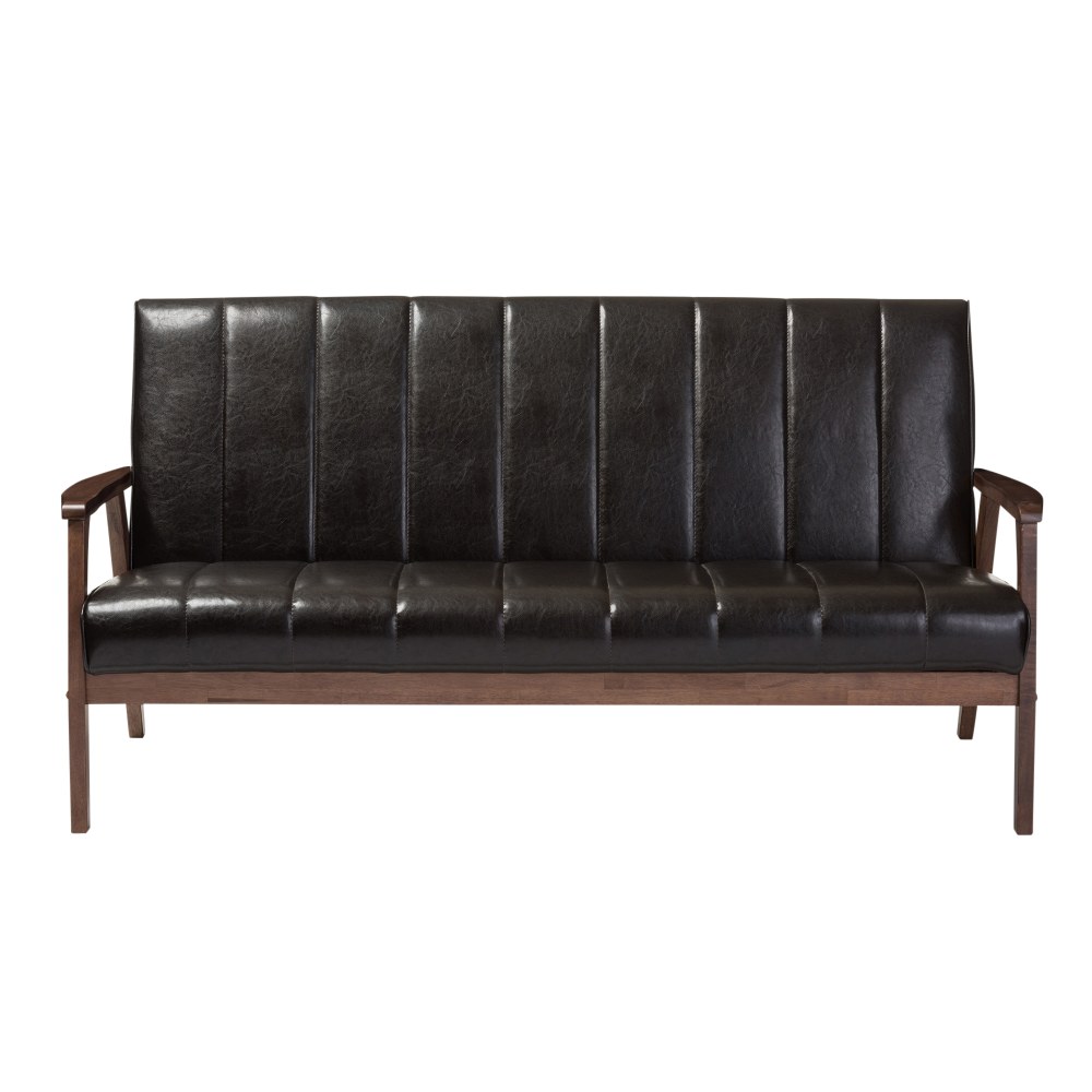 Baxton Studio Luisa Sofa, Dark Brown/Cocoa