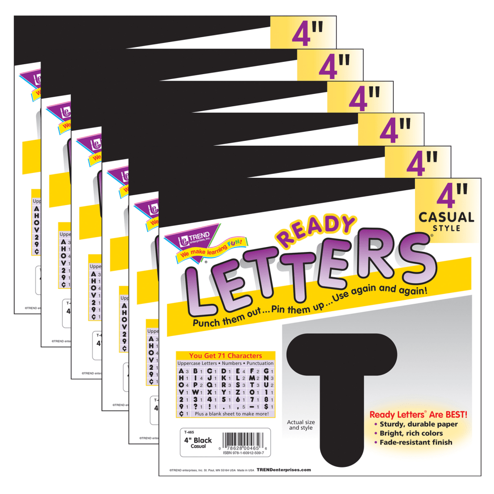 TREND Ready Letters®, 4", Casual Uppercase, Black, Set