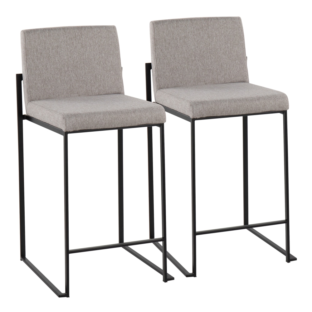 LumiSource Fuji Contemporary Counter Stools, Gray/Black, Set Of