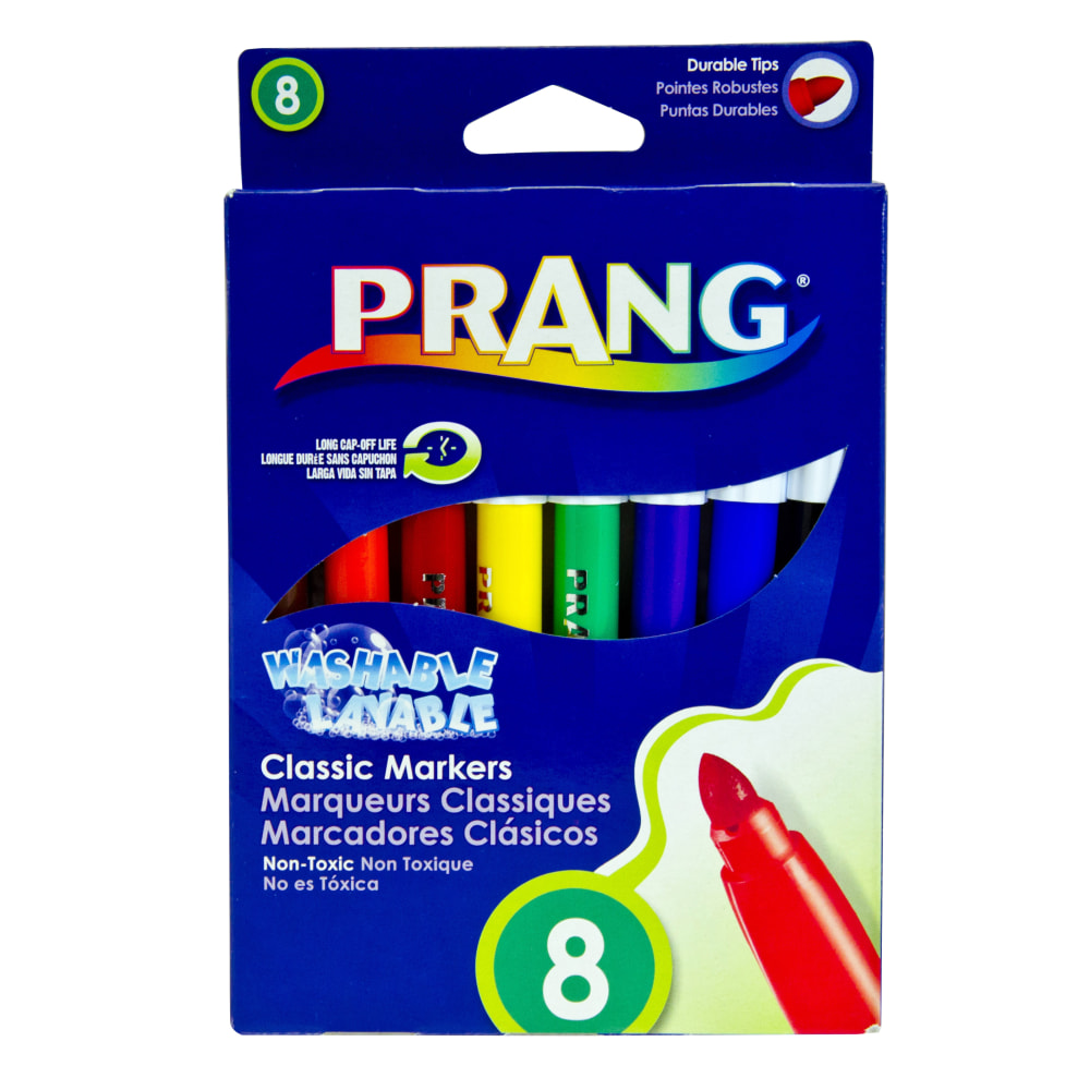 Prang® Classic Color Washable Art Markers, Conical Tip,