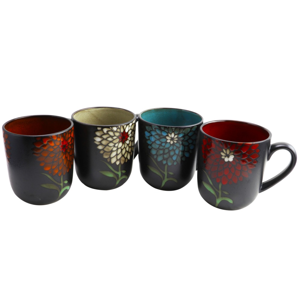 Gibson Home Gardenia Cafe 4-Piece Mug Set, 16