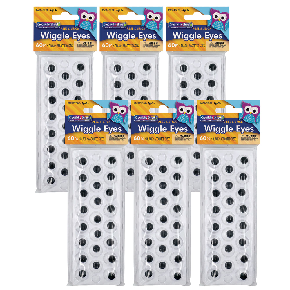 Creativity Street Peel & Stick Wiggle Eyes, Black,