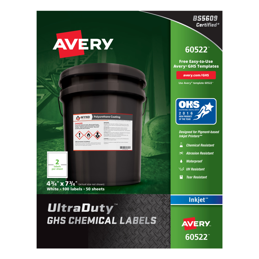Avery® UltraDuty® GHS Chemical Waterproof and UV Resistant