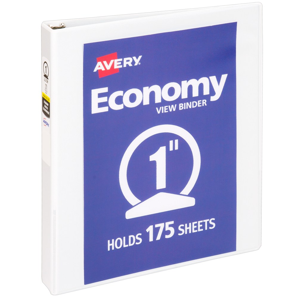 Avery® Economy View 3-Ring Binder, 1" Round Rings,