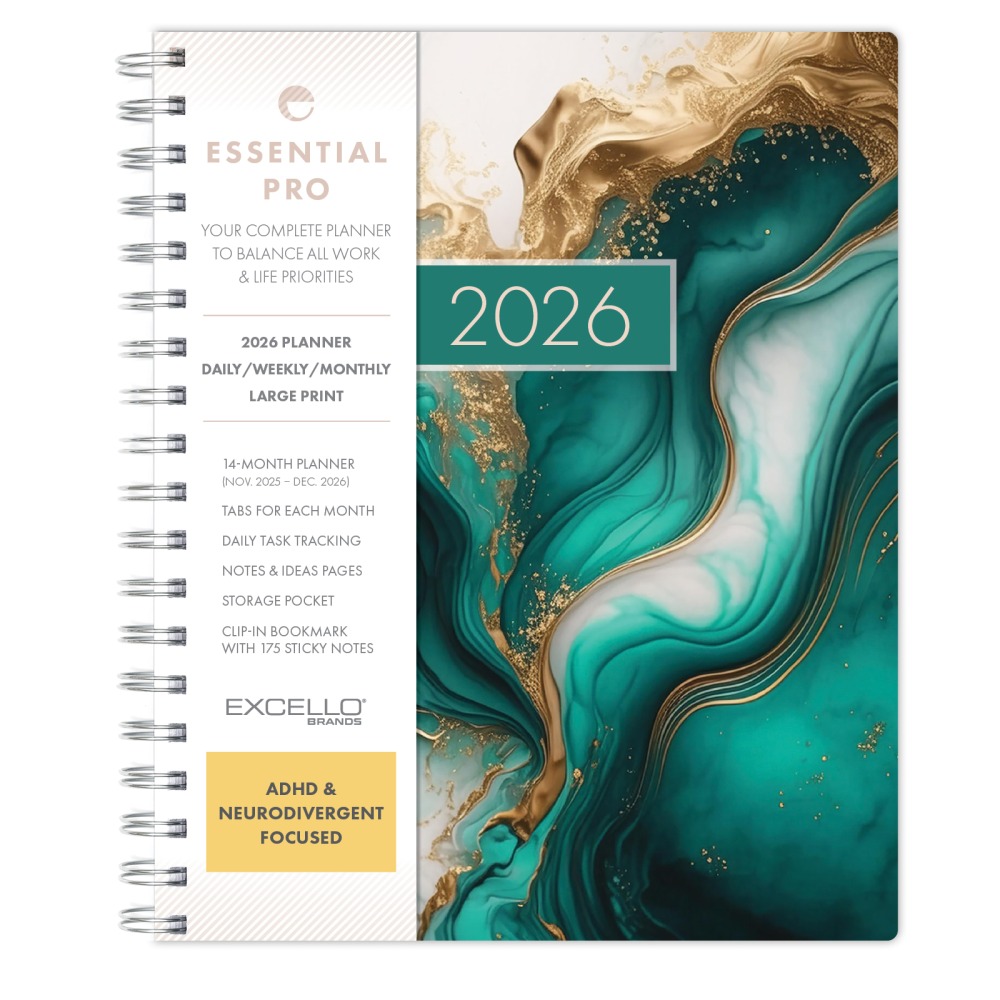 2026 Excello Brands Essential PRO Daily/Weekly/Monthly Planner,