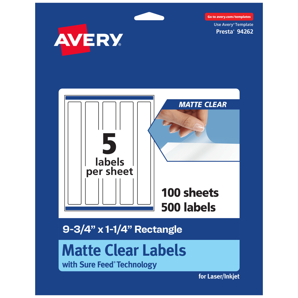 Avery® Permanent Labels With Sure Feed®, 94262-CMF100, Rectangle,