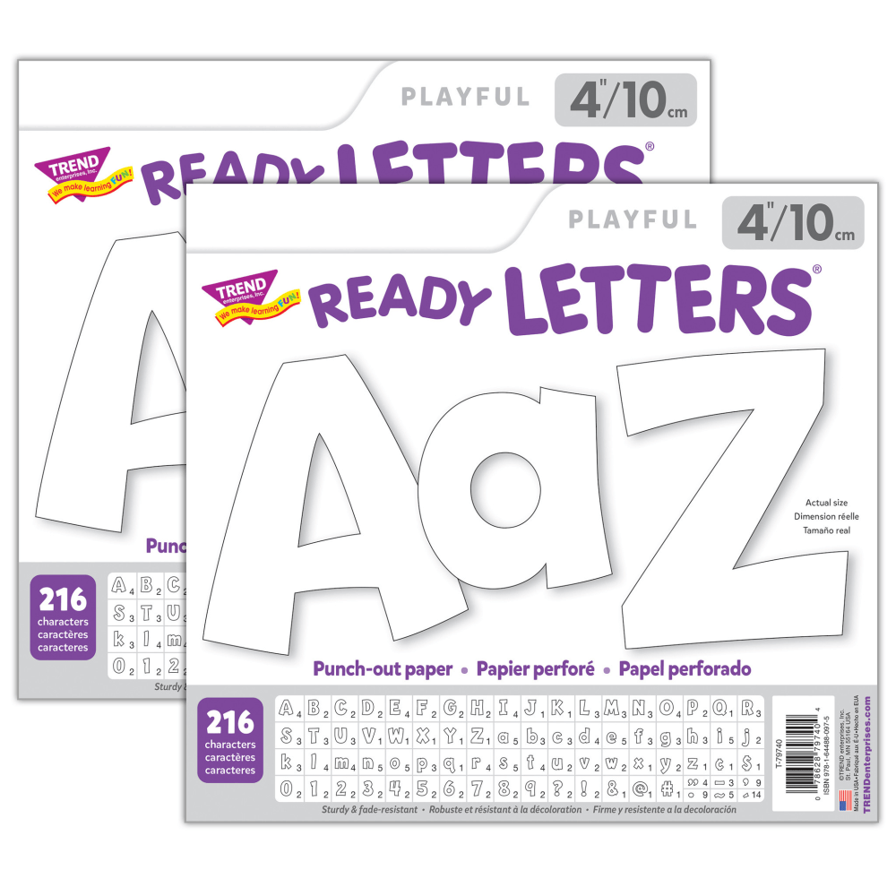 TREND 4" Playful Combo Ready Letters, White, 216